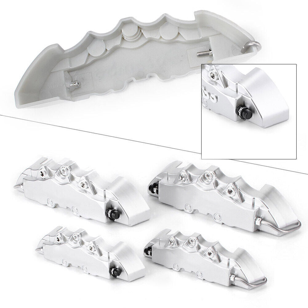 Auto 3D Front Rear Disc Brake Caliper Covers Set Silver Fashion Truck Universal Q