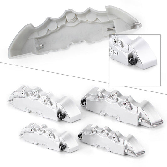 Auto 3D Front Rear Disc Brake Caliper Covers Set Silver Fashion Truck Universal Q