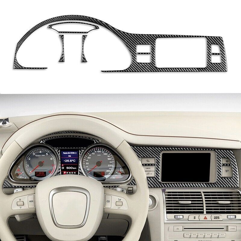 Real Carbon Fiber Car Dash Instrument Cover Trim Fit for Audi Q7 2005-2015 4PCS