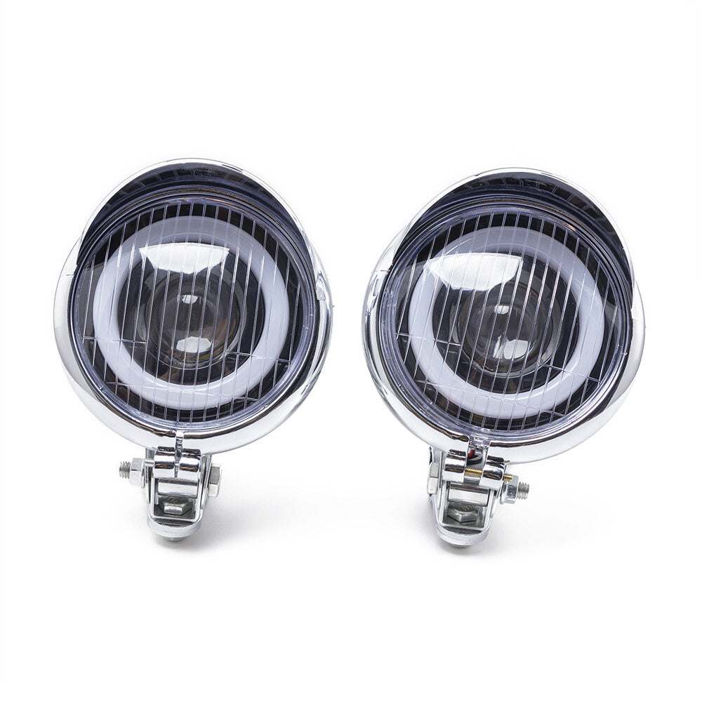 A Set LED Passing Spot Fog Light W/ Roll Cage Guard Bar Tube Mount Bracket Clamp Q