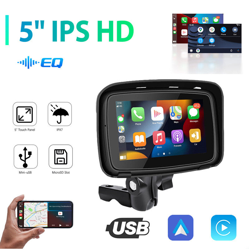 5-inch touchscreen motorcycle GPS for navigator with wireless CarPlay and waterproof USB - n