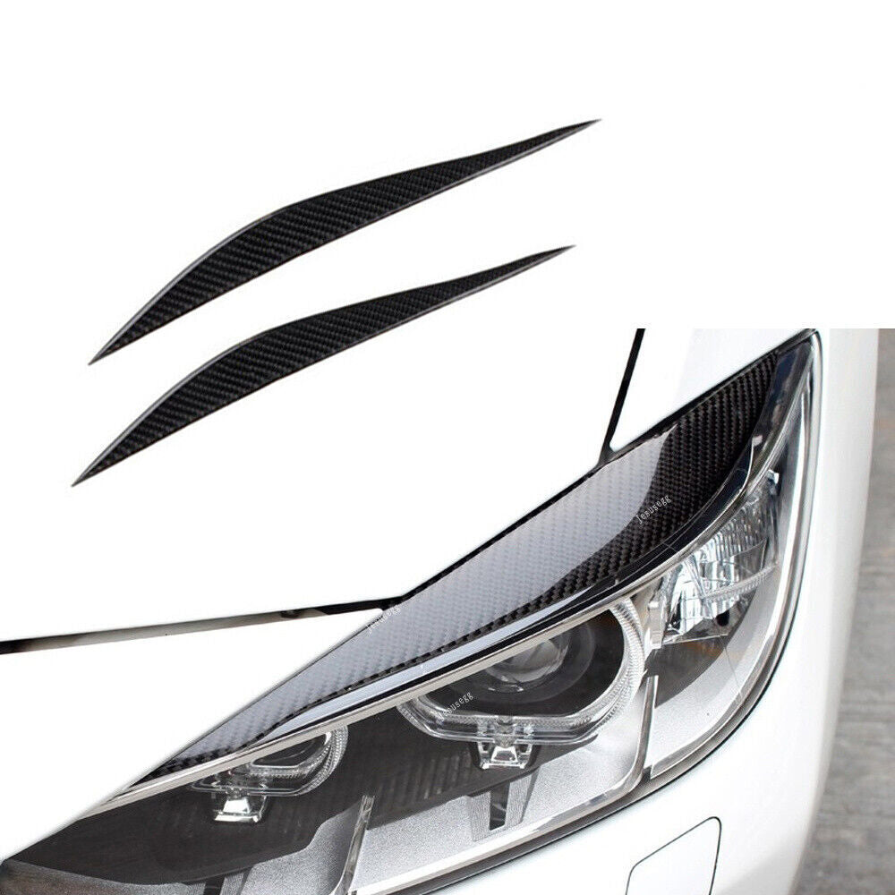 2x Carbon Fiber Headlight Eyelids Eyebrow Cover Trim for BMW 3 Series F30 13-17