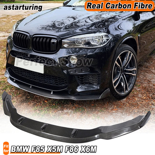 Fit for BMW F86 X6M F85 X5M 2014-2018 REAL Carbon Front Bumper Spoiler Lip Chin