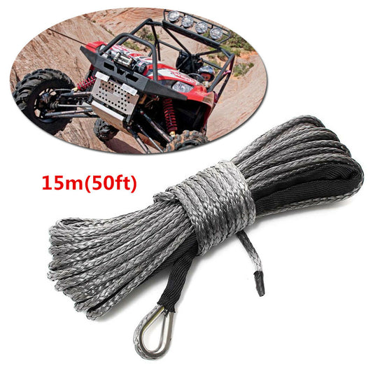 5000-5700 lb 50 ft x 6 mm nylon synthetic fiber winch cable/rope for automobiles, all-terrain vehicles, and UTVs. n