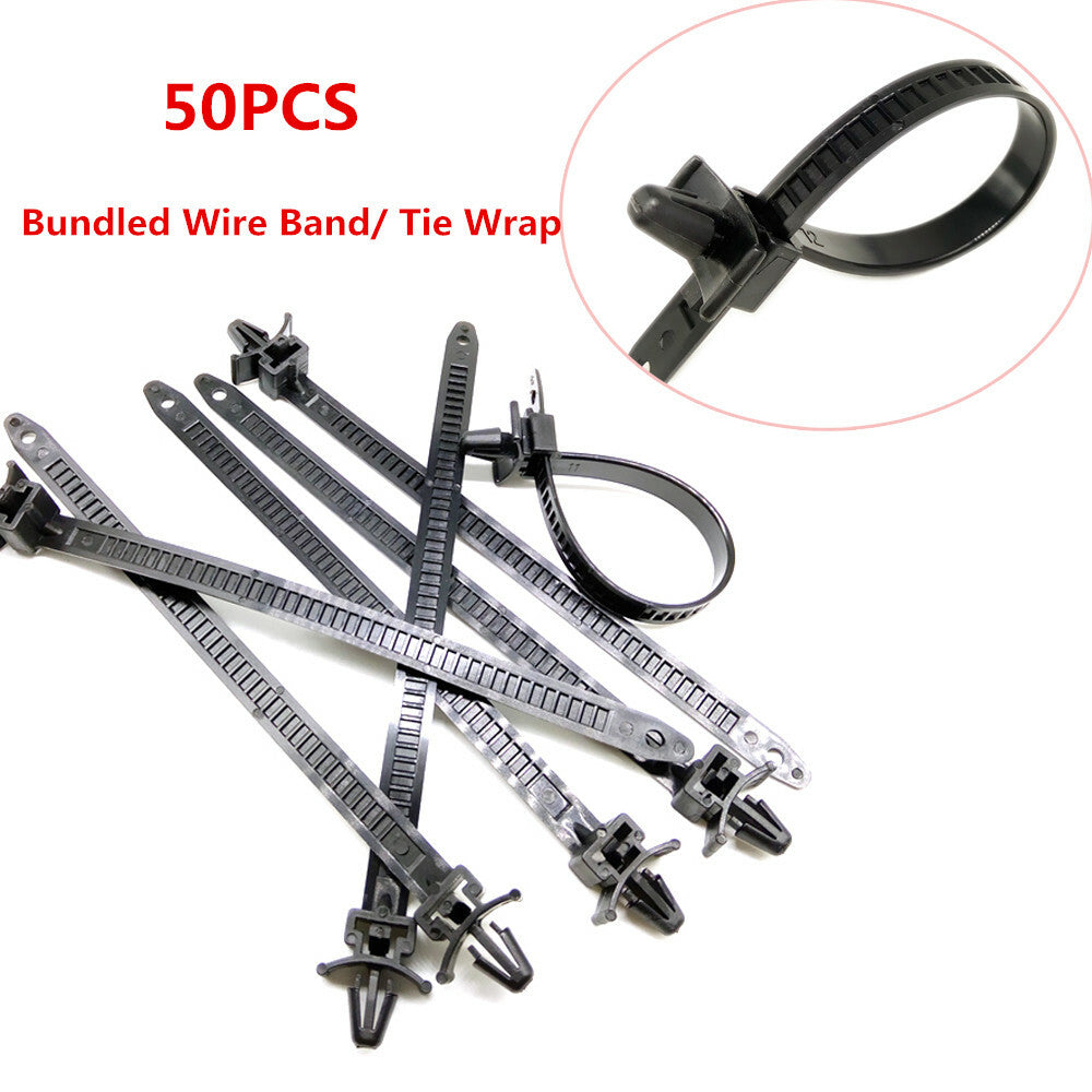 50X Car Fastener Push Clip Tie Release Zipper Belt Binding Cable Strap - Stylish n