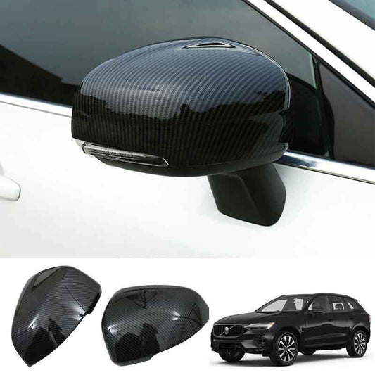 Carbon Fiber pattern Rearview Mirrors Cover Trims ABS for Volvo XC90 2016-2023