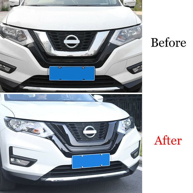 for Nissan Rogue 2017-2020 Glossy Black Front Center Grille Moulding Frame Cover