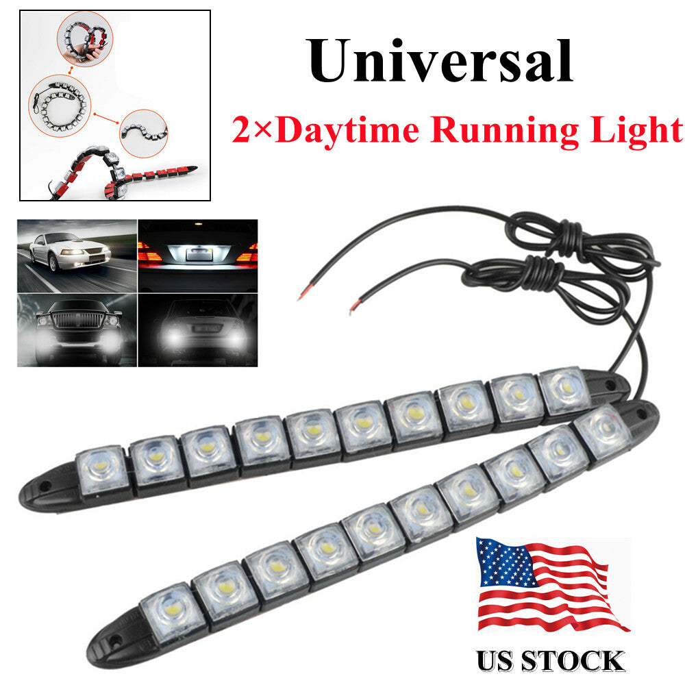 2x White 12V 10-LED Daytime Running Light DRL Car Fog Day Driving Lamp Lights US v
