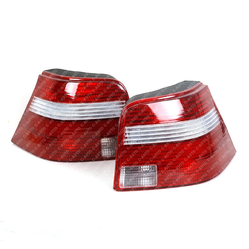 A pair of taillights without bulbs for Volkswagen for Golf 4 MK4 models from 1998 to 2005.