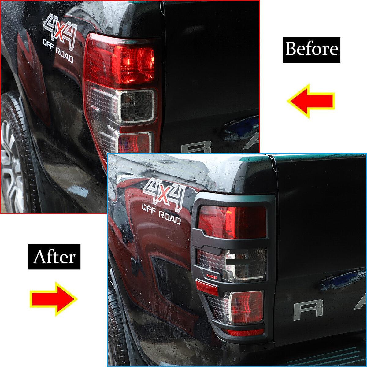 Matte Black Rear Taillight Bezel Trim (2 Pieces)  for ford  Ranger 2015 - 2022