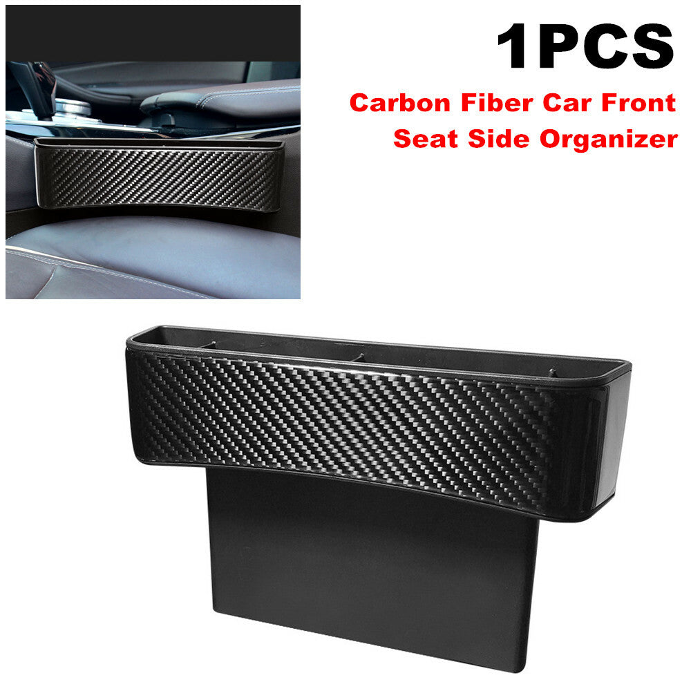 1-Piece Carbon Fiber Car Front for Seat Side Buckle Box Console Storage Bag Pocket n