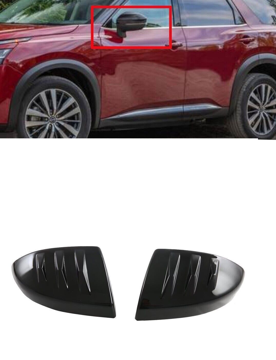 2P for Nissan Pathfinder 2022-2024 Accessories Black Side Mirror Cover Trim Cap