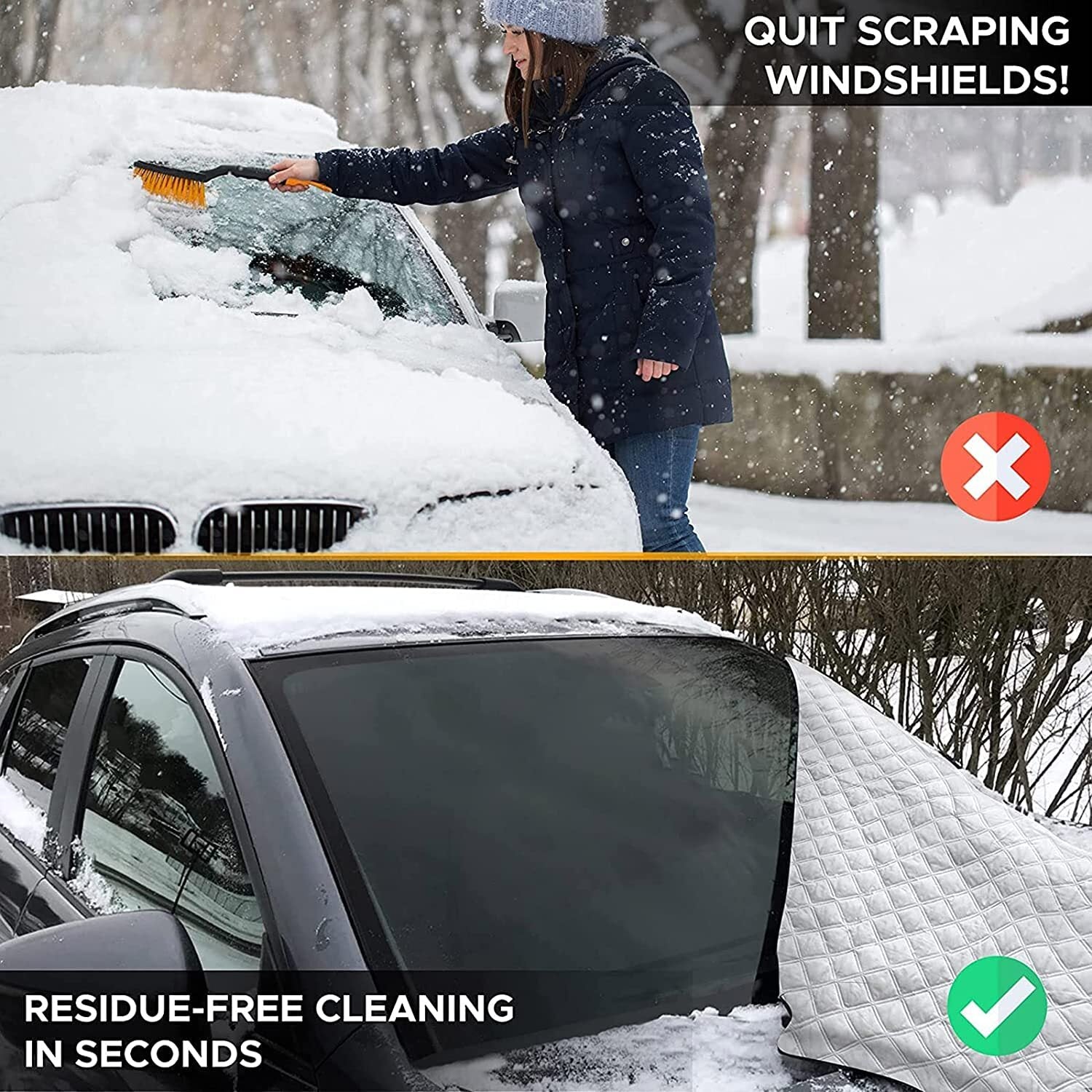 Suitable for Mustang windshield snow cover, UV protection cover, sunshade - n