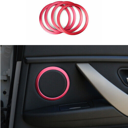 Red Aluminum Inner Door Horn Frame Cover Trim for BMW 3 4 Series GT 2013-2019