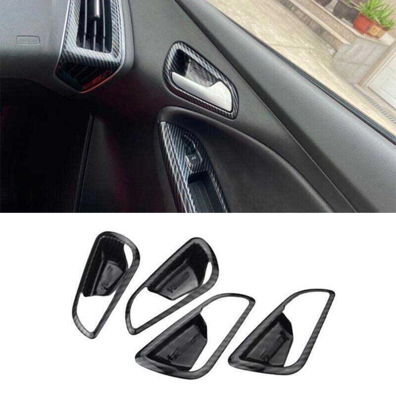 for Ford Focus ST RS 2012-14 Frame Trim Inner Door Handle Carbon Fiber Look 4PCS