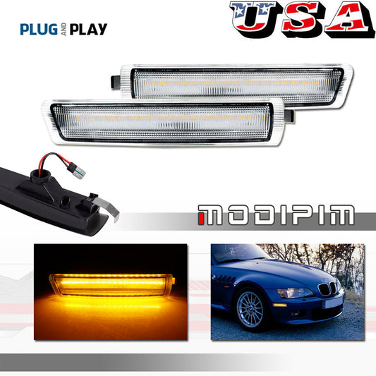 2 Pack Clear Amber LED Front Corner Side Marker Lights for 1996 - 2002 for Z3 M Coupe - v