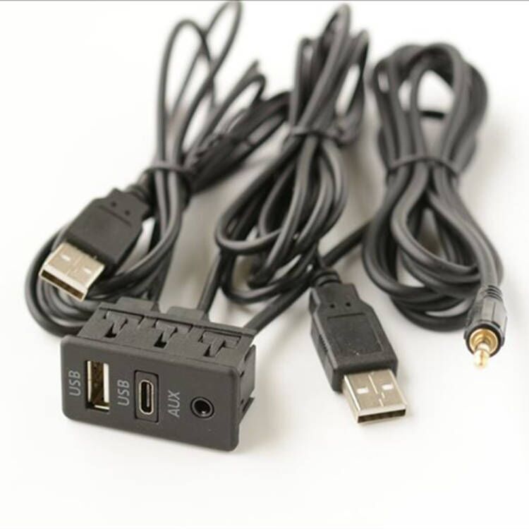 1.5M PD USB Port for Charger AUX Extension Cable Adapter Car Boat Dash Flush Mount