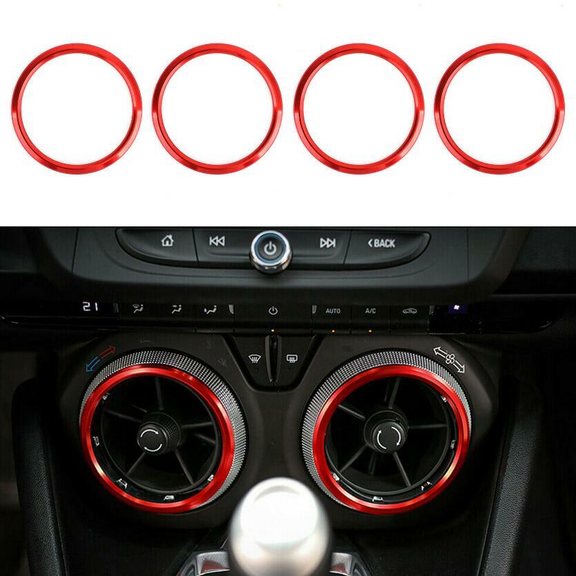 Red interior vent socket ring cover trim (4 pieces) for Chevrolet Camaro 2017 - 2021