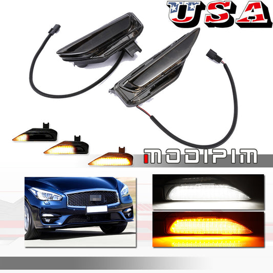 Suitable for Infiniti Q50 Q50S Sport 2014-2020 Frontt Swithback LED turn signal fog lights- v