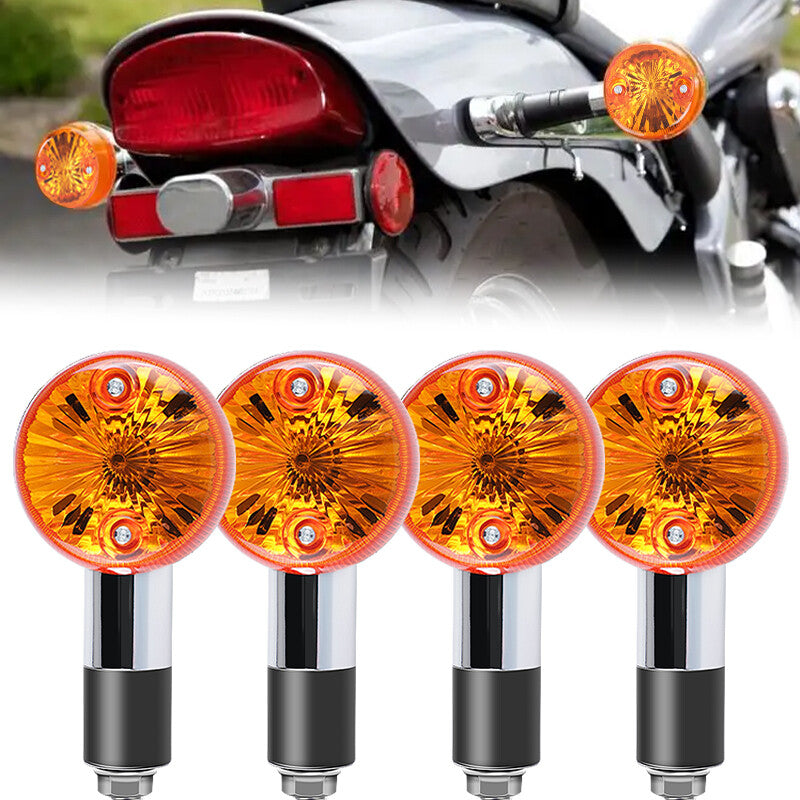 4pcs Motorcycle Sidemarker Turn Signals Lights Yellow 12V 10mm Universal Chrome