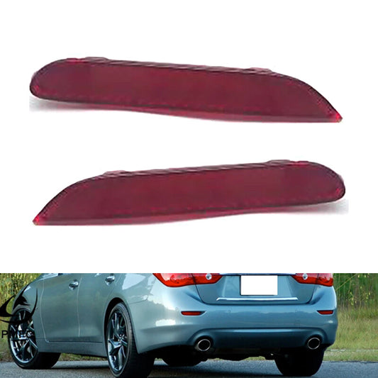 1 Pair Rear Bumper Reflector Brake for Infiniti Q50 QX56 For Red Lens v