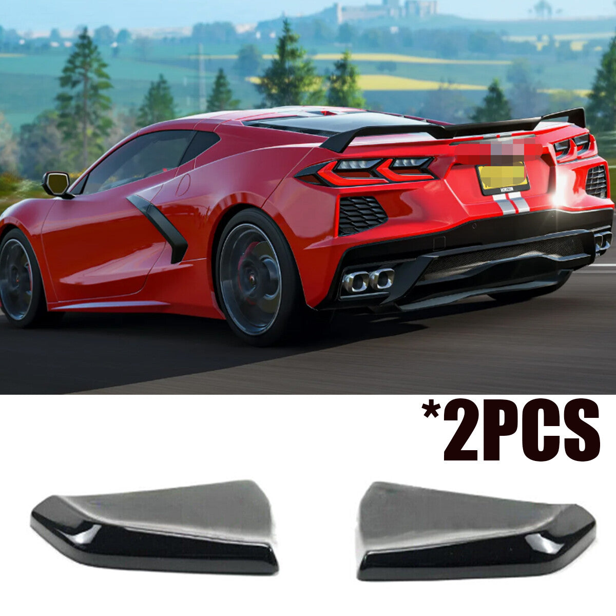 for Corvette C7 Stingray 2014-2019 Rear Bumper Side Corner Splitters Aprons n
