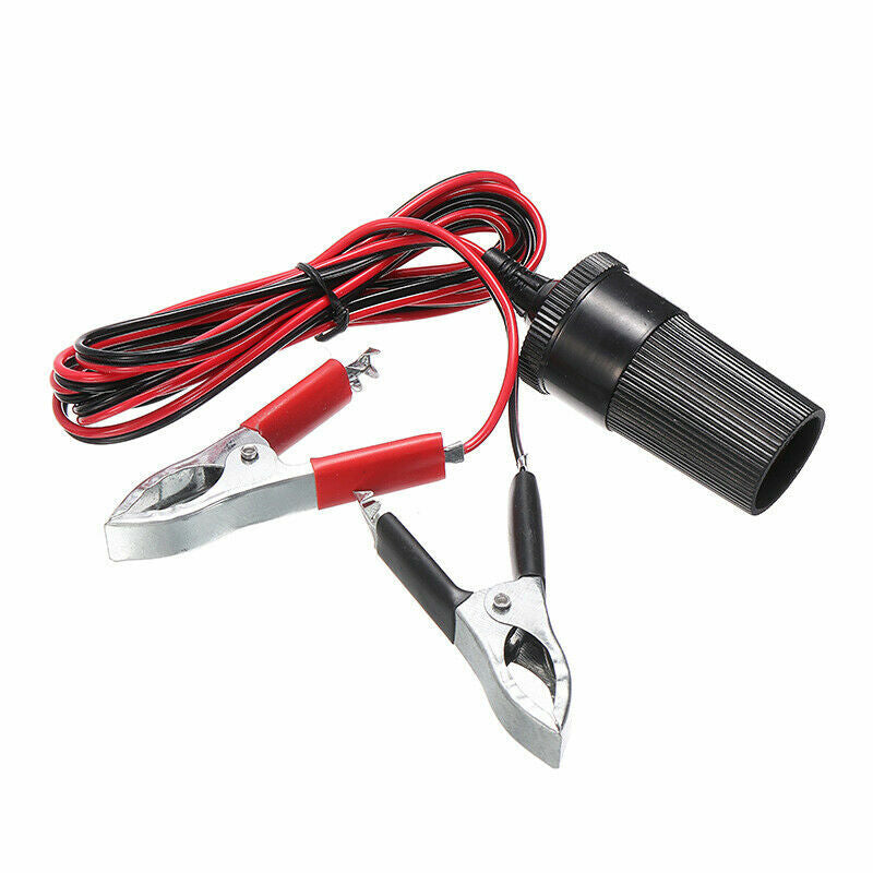 12V Car Cigarette Lighter Female Socket to Battery Alligator Crocodile Clip 1.5m