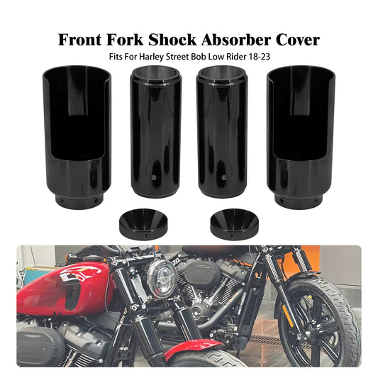 Black Full Fork Cover Boot Set for Harley Softail Street Bob Low Rider 2018-2023