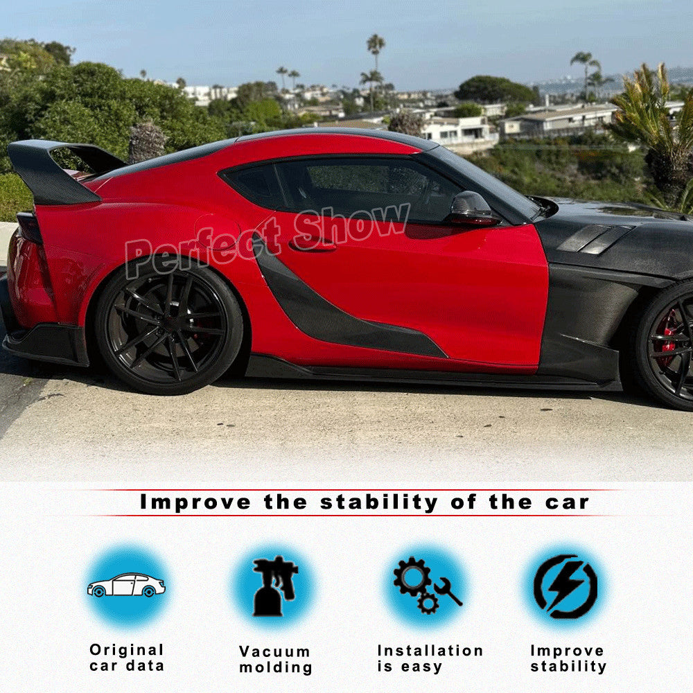 Fit for Toyota Supra 2019-21 Real Carbon Fiber Side Skirt Extension Lip Spoiler