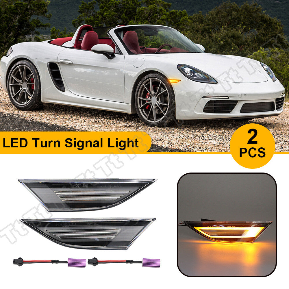 yellow LED side marker lights for 991 Carrera 981 718 Cayman - v