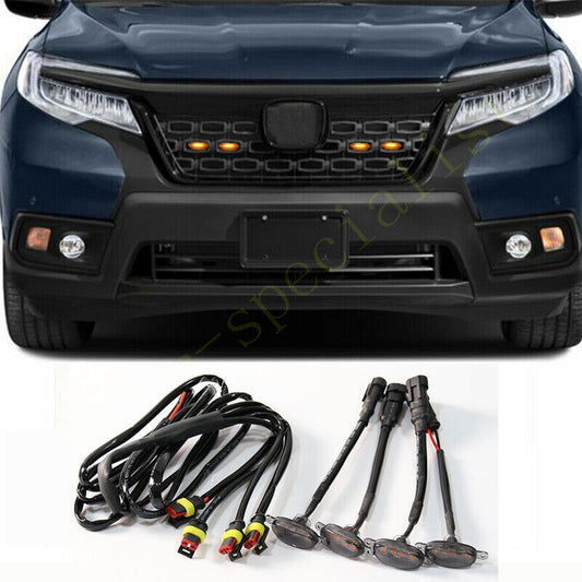 for Honda Passport 2019-2024 Style Grill Amber LED smoke Marker Light Kit