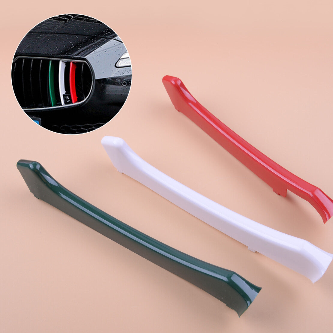 Fit for for Maserati Ghibli 14-17 Insert 3pcs Trim Cover Grill Front Easy Install v