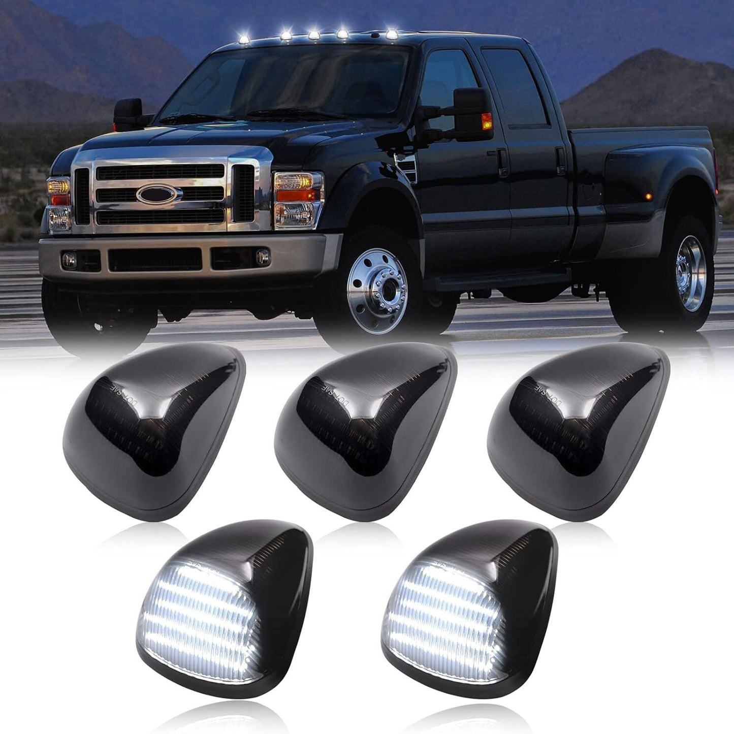 LED Cab Roof Marker Running White Lights for 1999 - 2016 for F250 F350 Super Duty - v