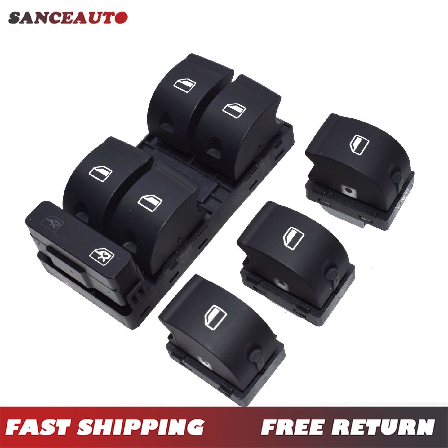 4-piece set of window switch buttons for Audi A4, B6, B7, RS4 Exeo Master passenger power supply. n