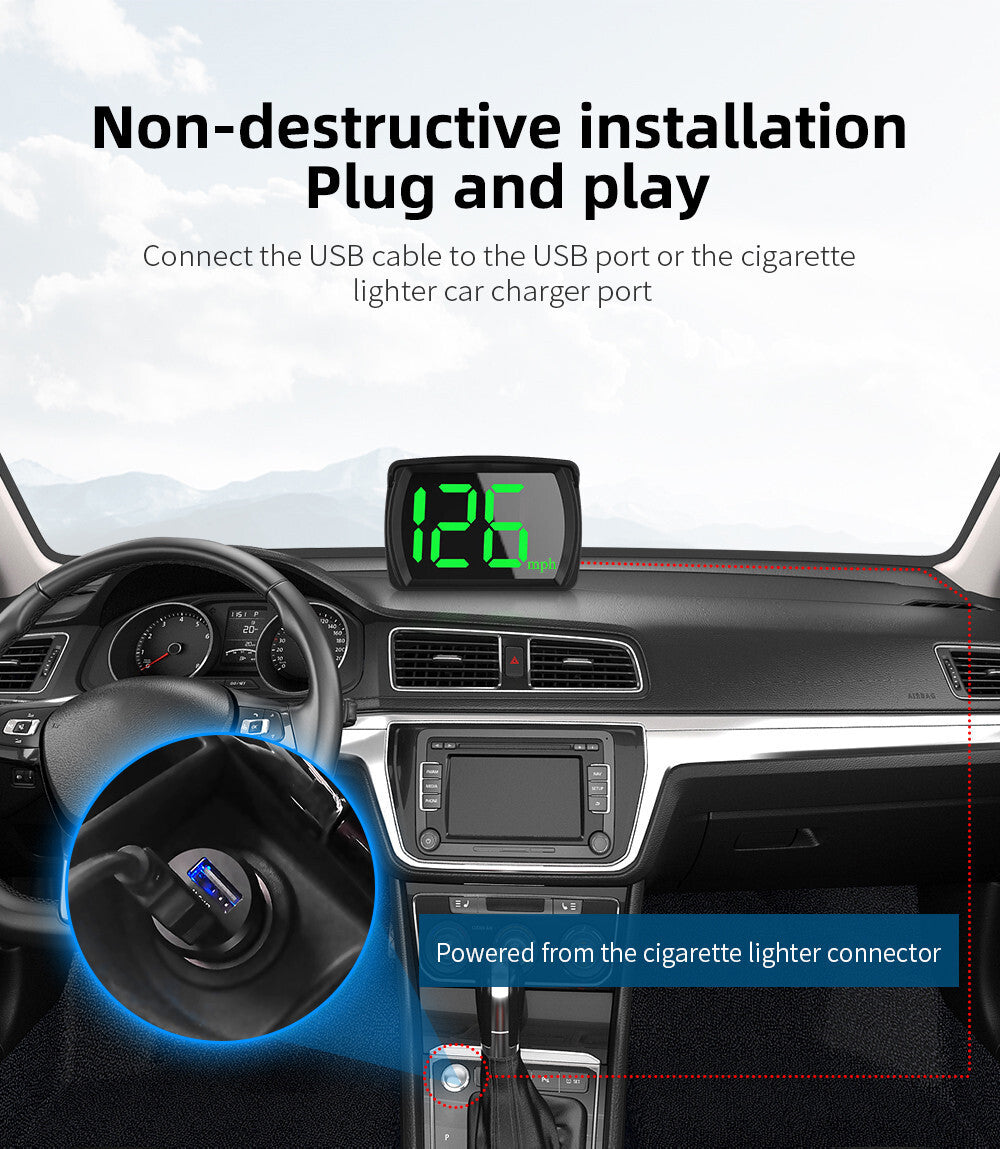 Digital HUD Speedometer GPS Head Up Display MPH Car Accessories Plug and Play Q