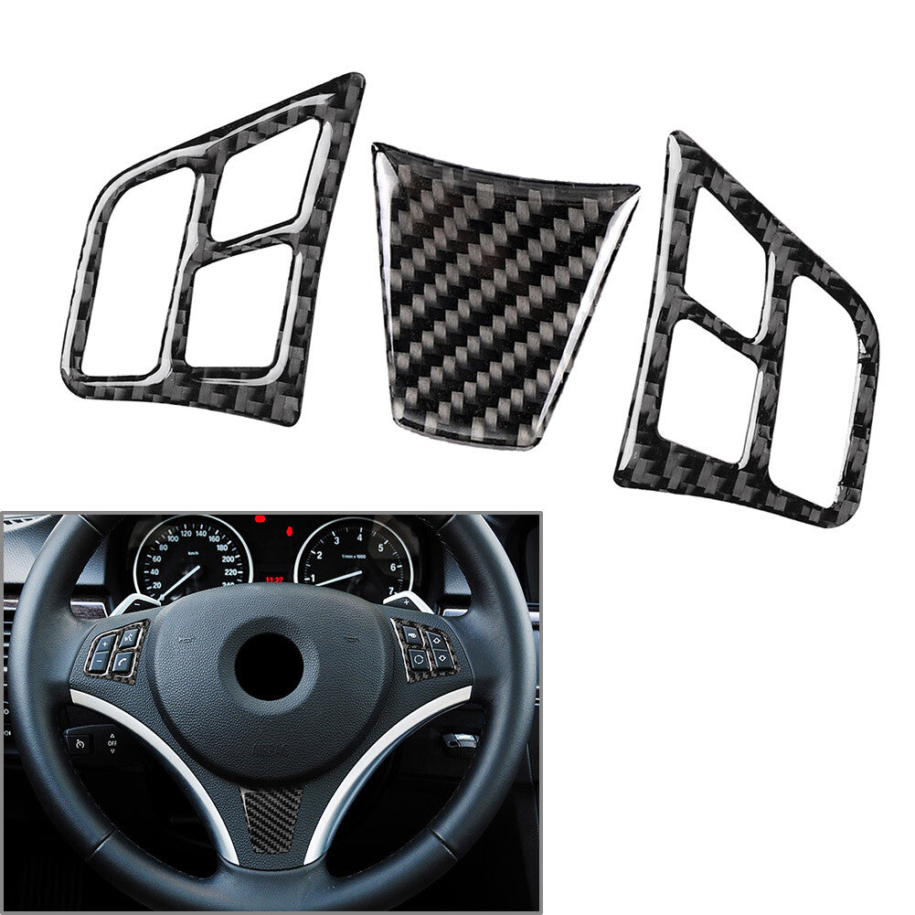3 Pcs Steering Wheel Cover Trim Fit for BMW 3 Series E90 E91 E92 E93 E95 2005-2012