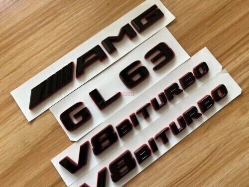 Black and Red GL63 AMG V8 BITURBO Badge Sticker Set for New GL63 Sets