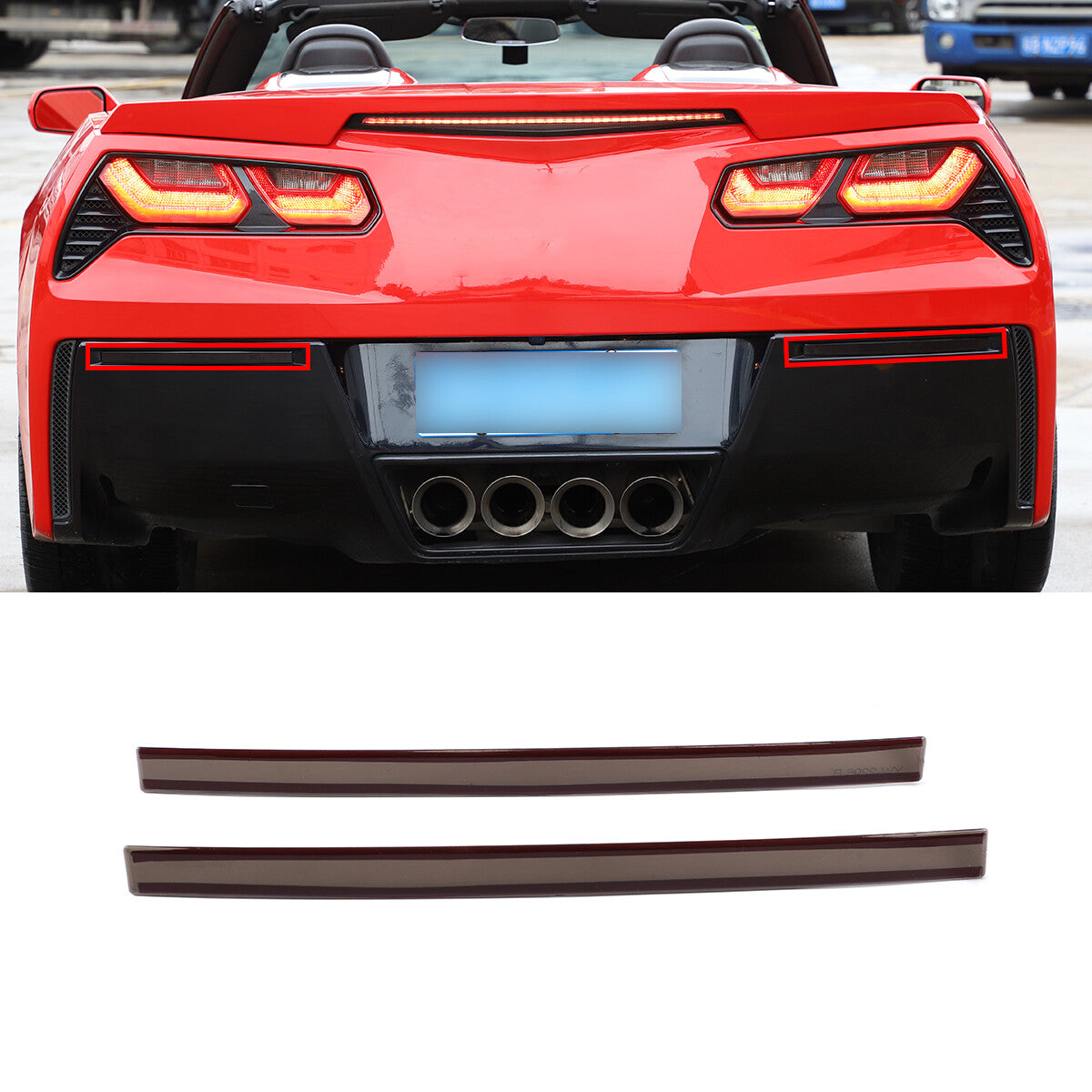 Smoked LH and right-hand rear bumper reflector shading kit for Corvette C7 2014-2019