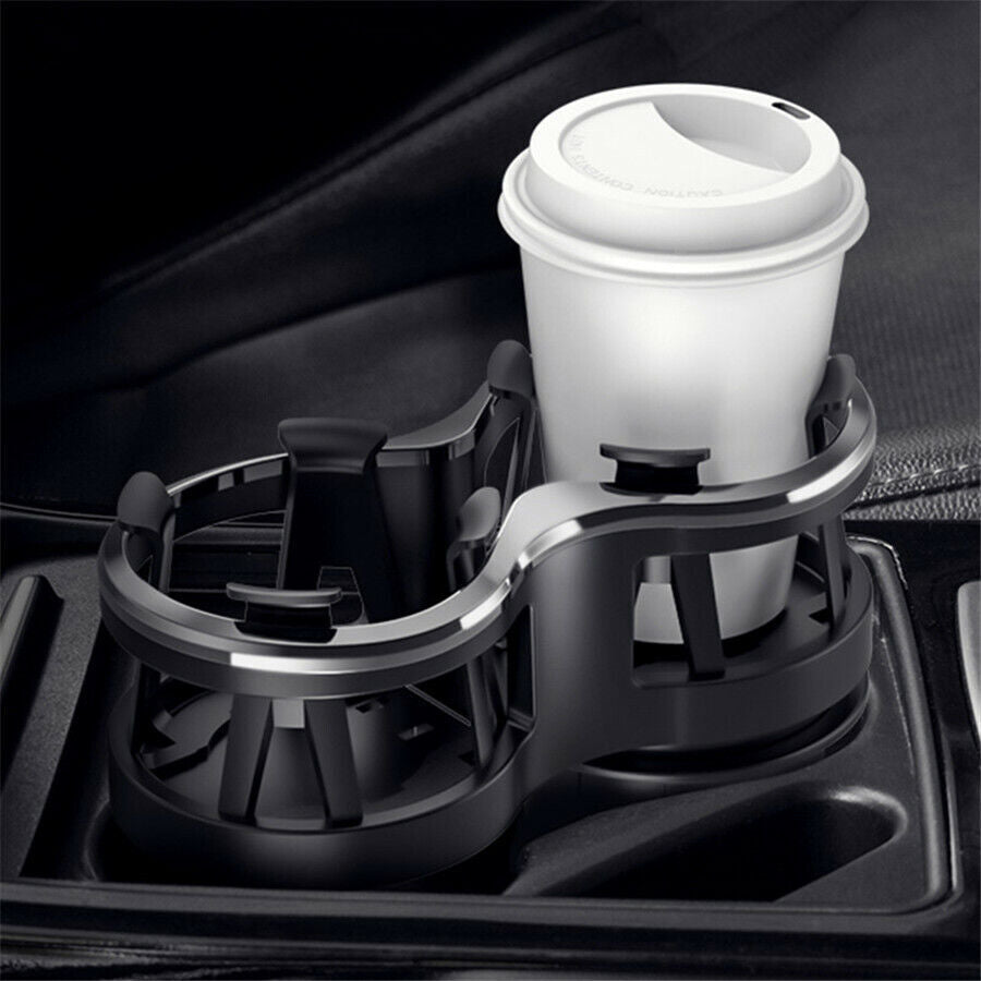 Black ABS Car Center Console Dual Cup Holder Drinking Bottle Holder Adjustable