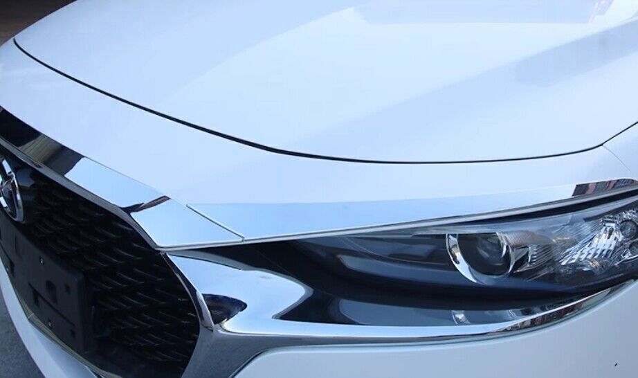 for Mazda 3 Axela 19-2023 ABS Chrome Front Mesh Grille Upper Hood Strip Trim 3X