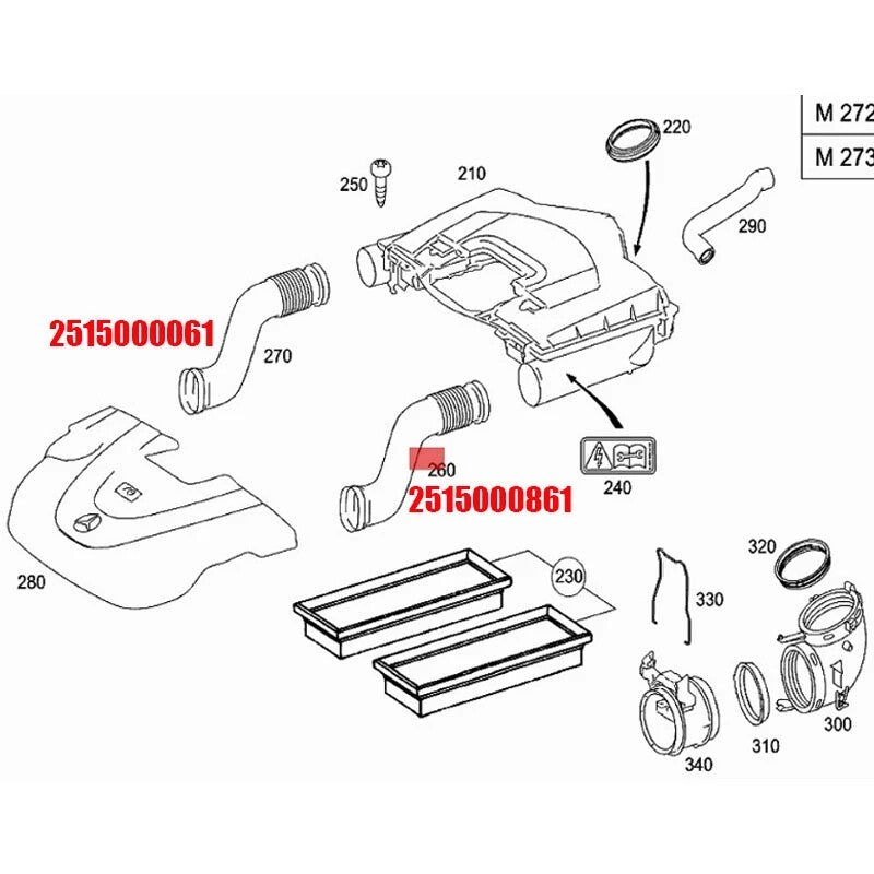Intake hose left and right adapter kit suitable for Mercedes W251 R350 M272 (06-11) n