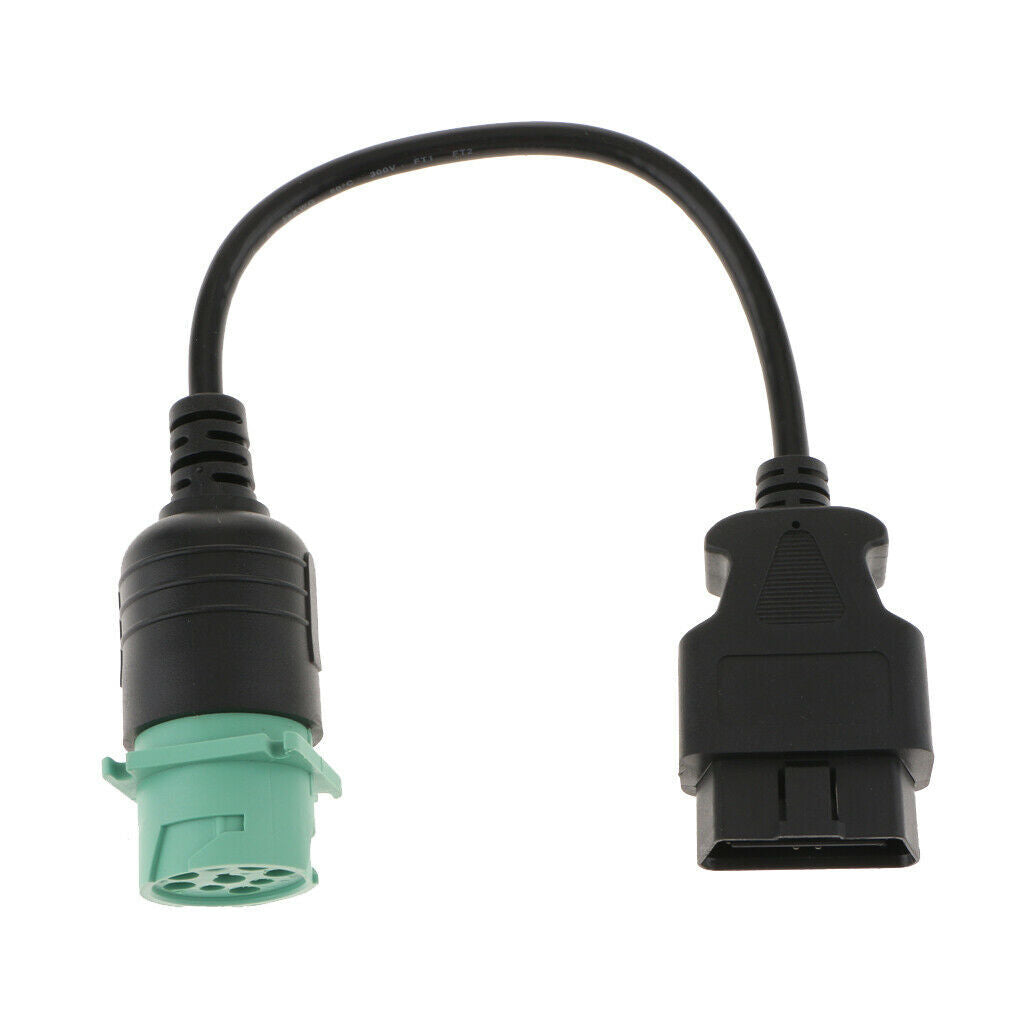 9-Pin Male to 16-Pin OBD II Adapter Diagnostic Cable for Diesel Trucks Q
