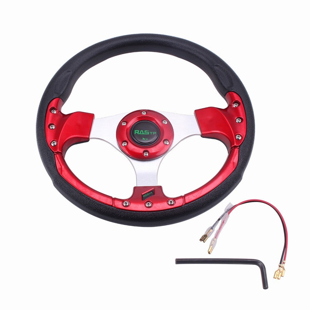 Universal 13 6-holes Aluminum Red Steering Wheel for Racing Car for Golf Car