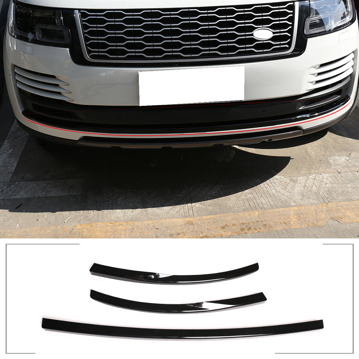 3-piece front bumper trim molding for Range Rover L405 18-22 Black