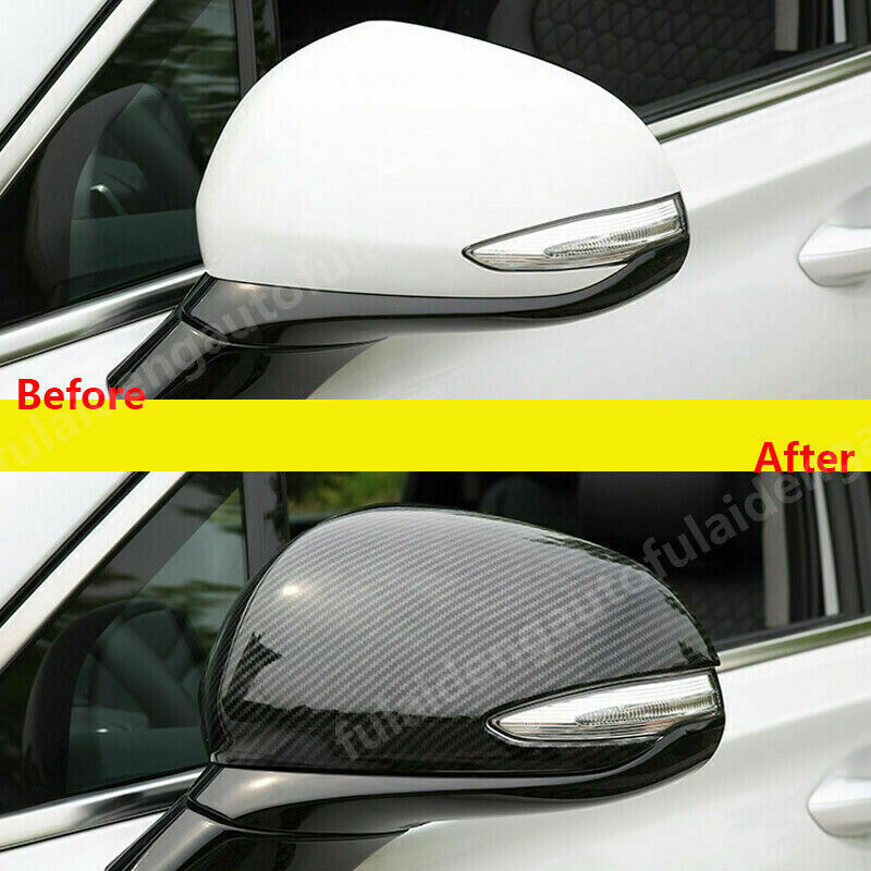 2X for hyundai santa fe 2019-2021 Carbon Fiber Rearview Side Door Mirror Cover