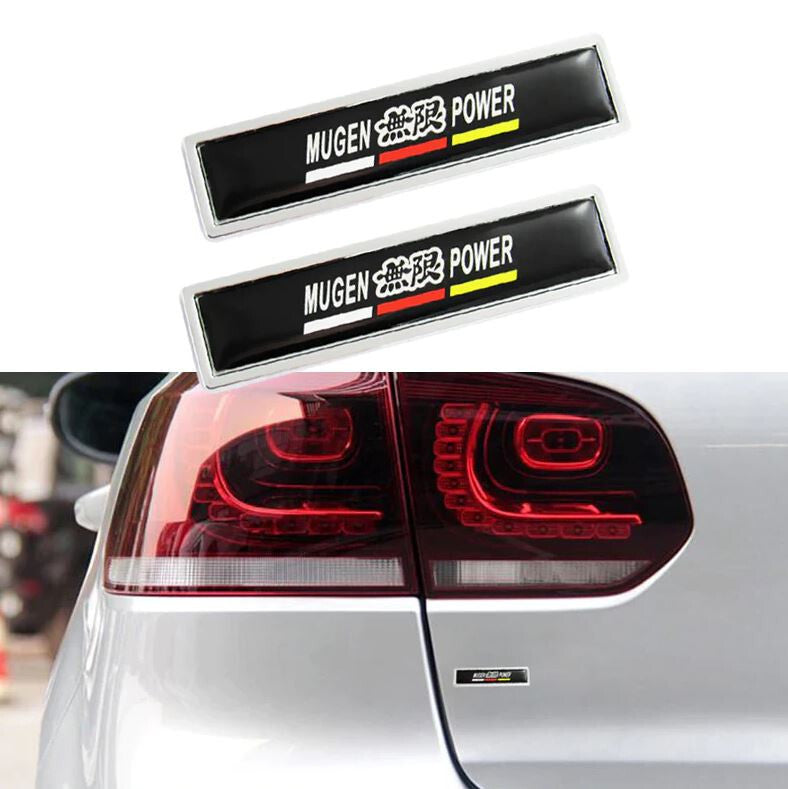 2-Piece Car Side Fender Stickers, Rear Boot Badges, Mugen, Black, for Honda