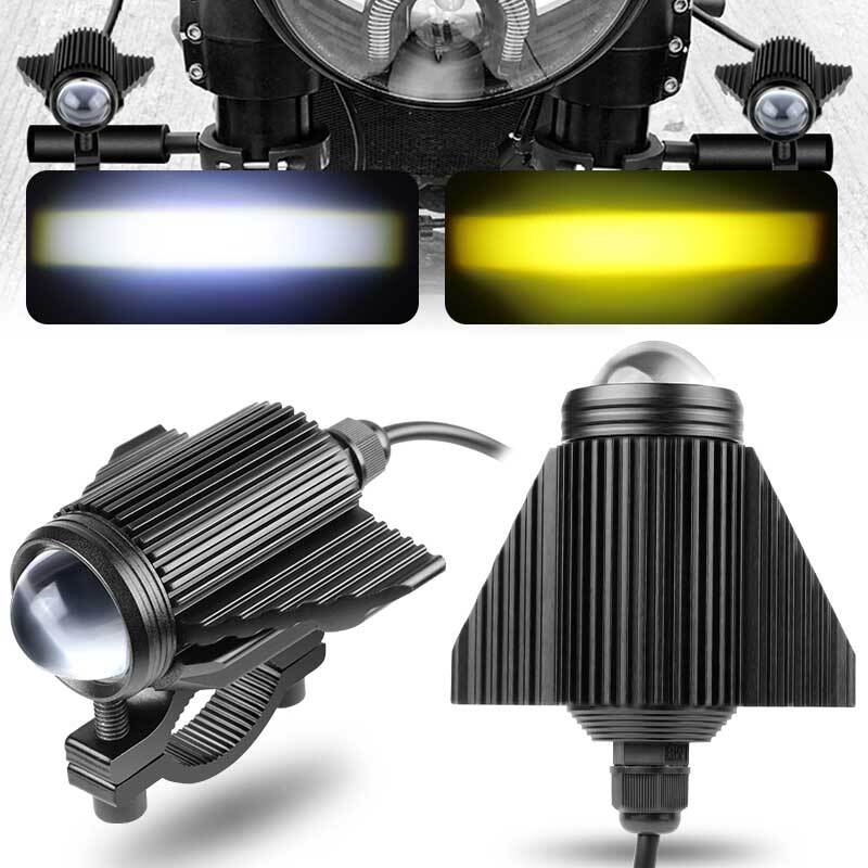 2X LED Headlight YellowWhite Spot Light Driving Fog Lamp Offroad Motorcycle ATV