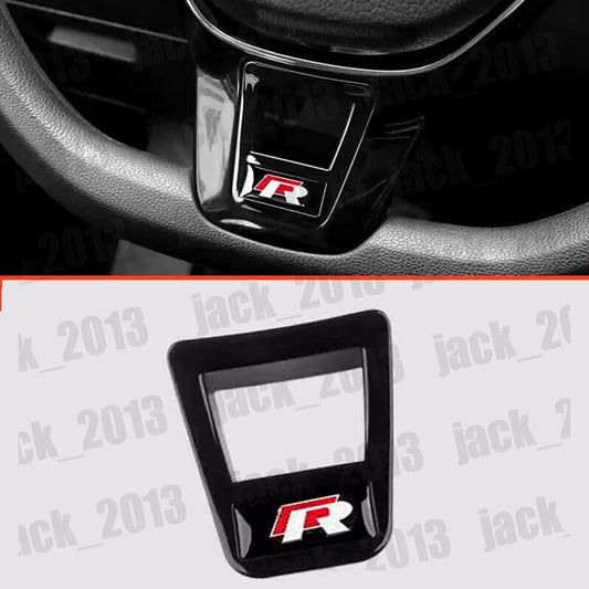 Black R ABS Steering Wheel Sequin Cover Trim for Volkswagen for VW for Tiguan 2017-2024