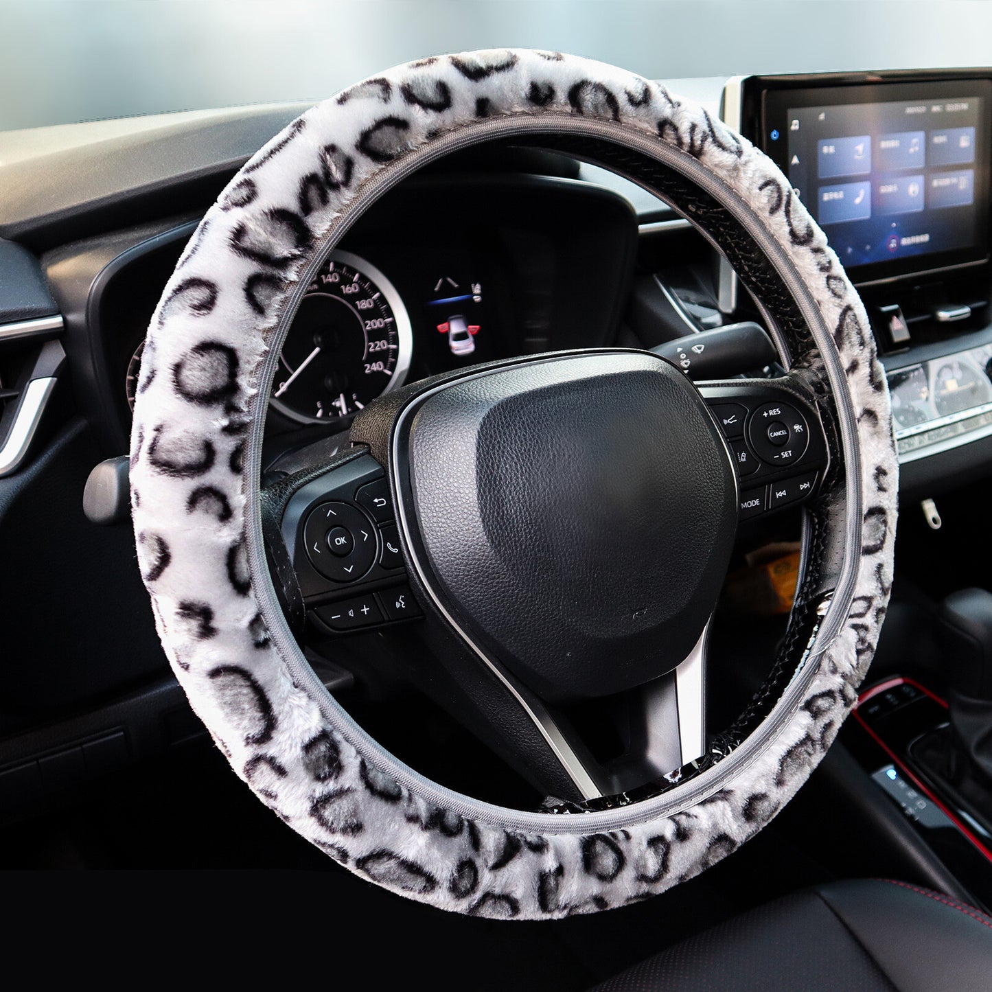 Steering wheel cover faux fur plush winter steering wheel cover 39 cm warm steering wheel protector de