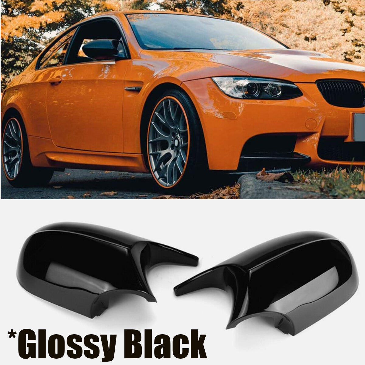 2x Gloss Black Side Mirror Cover Cap For E87 E90 E91 08-11 E81 E82 2010-201 n